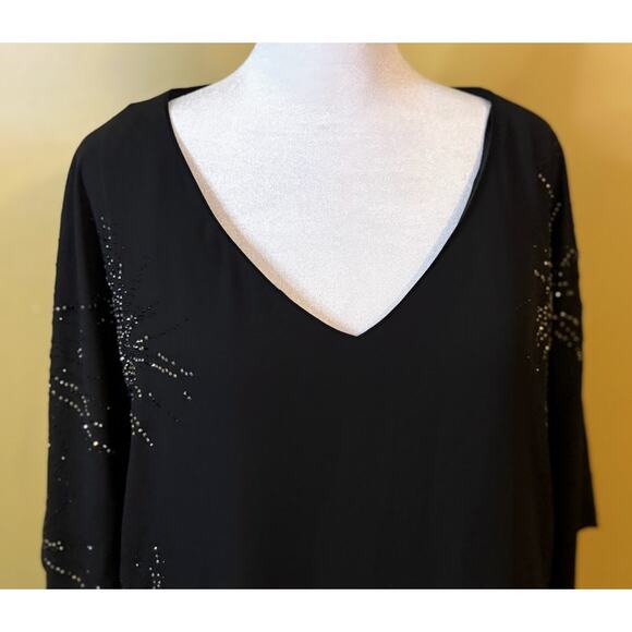 White House Black Market Black Embellished Blouse - Small - Picture 8 of 10